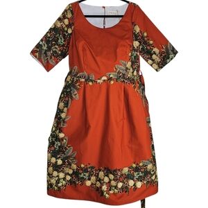 NWT - Palava - British 1950's Mid Century Style - Burnt Orange Dress - 38" waist